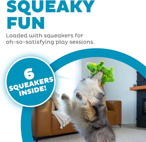 Vista 2 de Outward Hound Squeaker Matz - Juguete de peluche para perro, caimán, tamaño S