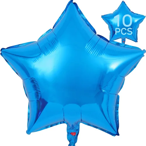 Vista 19 de Globos de estrella roja de 18 pulgadas, 10 globos metálicos de aluminio de helio con forma de estrella roja para decoración de fiesta de cumpleaños