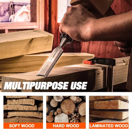 Vista 6 de Vanquish Cincel de madera de alto impacto con hoja forjada de una pieza cincel de mortaja de 1-1/4 pulgadas para carpintería (4607)