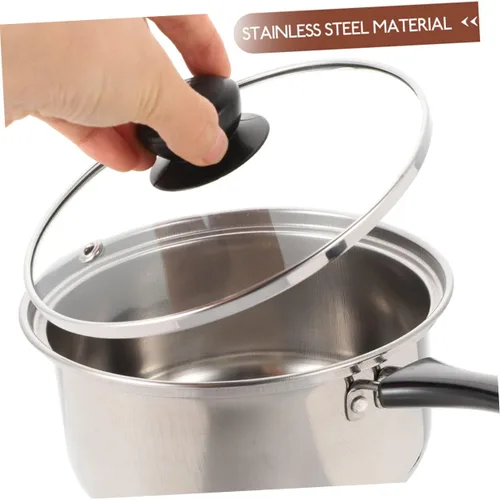 Vista 2 de 1 juego de olla de leche de acero inoxidable con mango largo antiadherente cacerola de cocción para calentamiento rápido para sopa de leche y pasta
