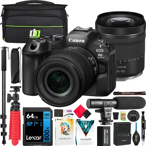Vista 11 de Canon EOS R6 Mark III Mirrorless Camera (Body) 7084C002 Bundle with Lexar Premium 64GB SDXC Memory Card, Deco Essentials Camera Bag and Corel Photo