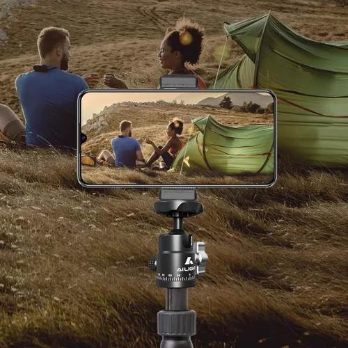 Vista 4 de Ailight Mini cabeza de bola, cabezal de trípode panorámico de 360°, adaptador de tornillo universal de 1/4 a 3/8 pulgadas, soporte de trípode