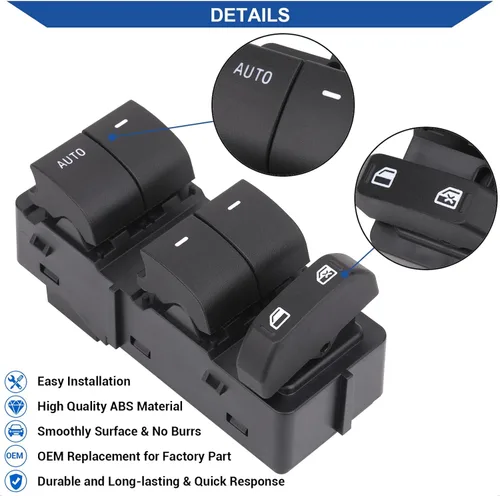 Vista 7 de Obaee Interruptor de ventana principal compatible con Ford F-150 2009-2010, OEM de repuesto 9L3Z-14529-AE, 9L3Z-14529-AD, 1 Auto 6+6 pines