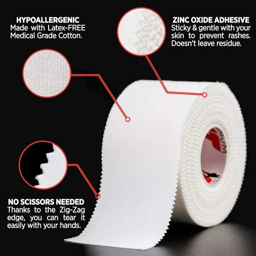 Vista 6 de Cinta atlética extremadamente resistente: 11 rollos + cinta adhesiva de 3 dedos. Fácil de aplicar y sin residuos pegajosos. Cinta deportiva