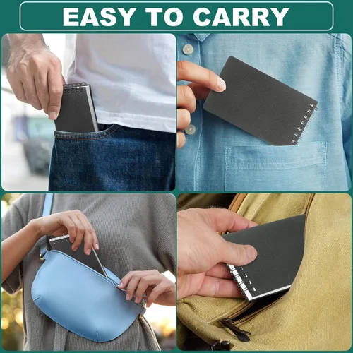 Vista 6 de Qilery 12 unidades de papel cuadriculado impermeable de 3 x 5 pulgadas, bloc de notas de bolsillo para todo tipo de clima, bloc de notas de policía