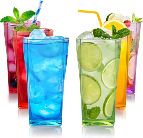 Vista 9 de Top-spring Vaso de agua de plástico reutilizable de 12 onzas, vasos transparentes inastillables, sin BPA, juego de 6 (12 onzas, transparente)