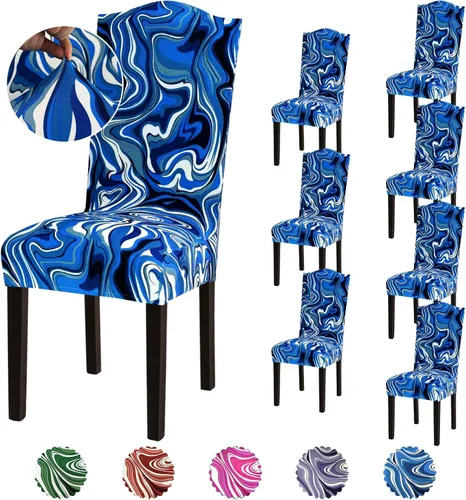 Vista 29 de Juego de 6 fundas elásticas para sillas de comedor, extraíbles y lavables, para sillas de comedor, hotel, ceremonia