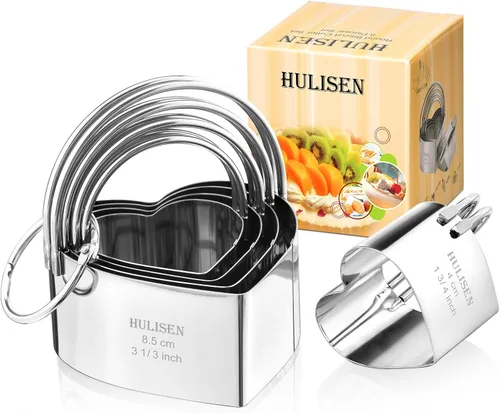 HULISEN Juego de cortador de galletas de corazón (5 piezas/juego), cortador de galletas de acero inoxidable con asa, juego de herramientas