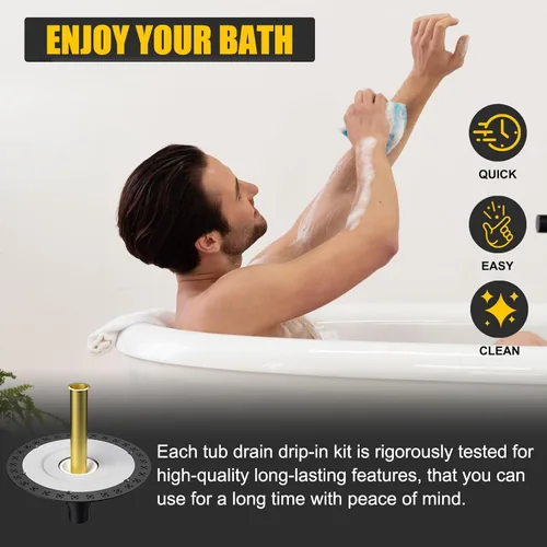 Vista 7 de Kit de drenaje de bañera independiente, instalación de drenajes de bañera independientes, kits de drenaje de bañera independiente con base de brida