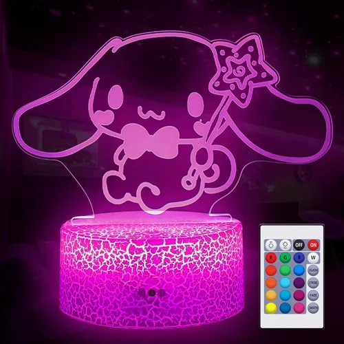 Lámpara de mesa de noche de 16 colores con ilusión 3D, lámpara LED acrílica con control táctil y remoto, lámpara LED de anime, lámpara de escritorio