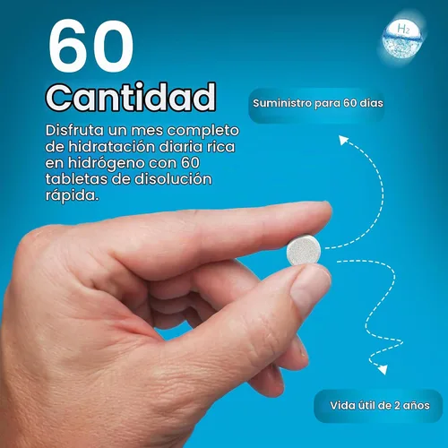 Vista 8 de Tabletas de agua de hidrógeno de 12 PPM – Tabletas moleculares de H₂ con magnesio H2 TAB Soporte antioxidante para energía, salud celular
