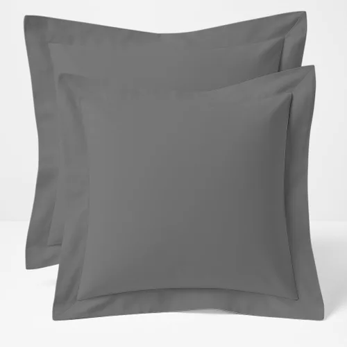 Vista 13 de Juego de 2 fundas de almohada de tamaño estándar de 20 x 26 pulgadas, 600 hilos, 100 % algodón orgánico, color negro, con reborde de 2 pulgadas