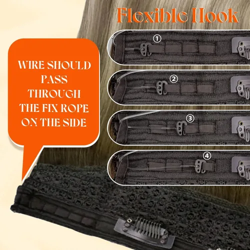 Vista 5 de Sunny - Extensiones de cabello humano real, con cable/hilo y clips ajustables, aplicación invisible, 2.82 onzas, 12 pulgadas, color rubio cenizo