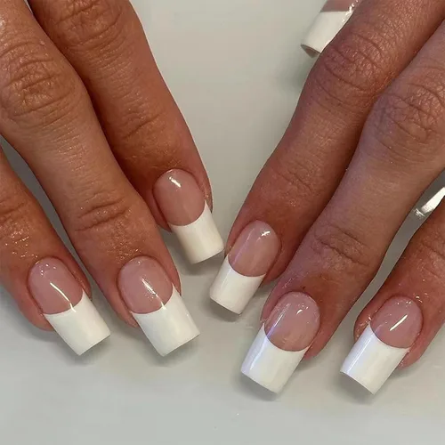 Vista 27 de MISUD - Uñas postizas largas cuadradas con pegamento de Rojo Gótico y Negro, diseño cruzado gótico Y2K acrílico, 24 piezas
