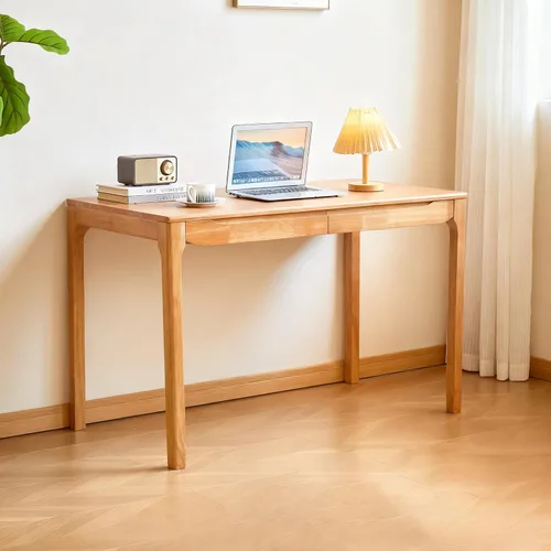 Vista 6 de Escritorio de madera maciza de 40"x24" con cajones, escritorio de escritura de madera para espacios pequeños, escritorios de oficina en casa