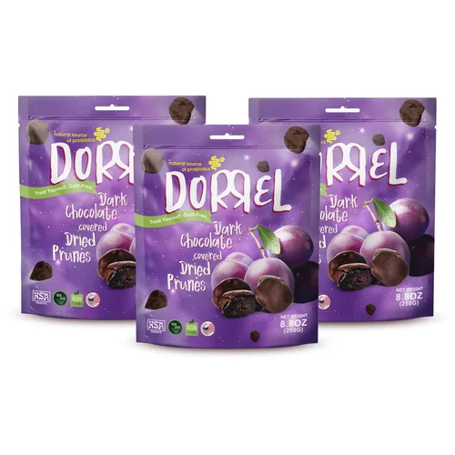 Vista 16 de DORREL - Dátiles cubiertos de chocolate negro belga (Medjool) con relleno de nueces, aperitivo de chocolate vegano de alta energía, delicioso