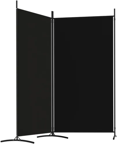 Vista 45 de vidaXL Divisor de habitación de 5 paneles en color blanco, ideal para dormitorio, sala de estar, apartamento de estudio, hecho de material de tela