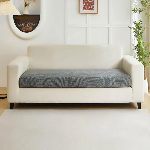 Vista 16 de Fundas de sofá, aptas para mascotas, de cojín universales, elásticas lavables para sofá modular (funda de 2 asientos y diván, con textura color azul)