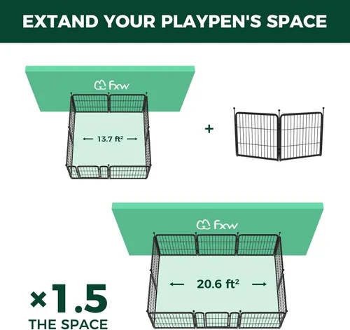 Vista 2 de FXW Rollick - Corralito para perros para patio, campamento con casa rodante, patentado, 24 pulgadas, 2 paneles