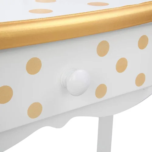 Vista 40 de AOCOROE Juego de mesa de tocador y taburete para niños con espejo, tocador de maquillaje de princesa 2 en 1 con cajón y parte superior desmontable