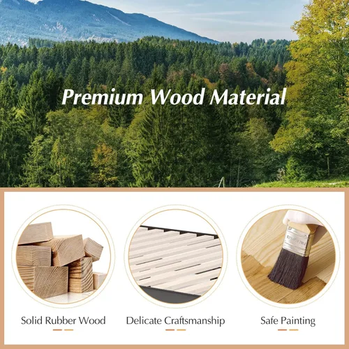 Vista 78 de COSTWAY Marco de cama de plataforma tamaño King, base de colchón de madera de goma maciza de 14 pulgadas con soporte de listones resistentes, marco