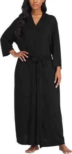 Vista 7 de Camisón largo para mujer, bata suave de punto, kimono, ligero, ropa de descanso, bata de baño, pijama de rayón con bolsillos