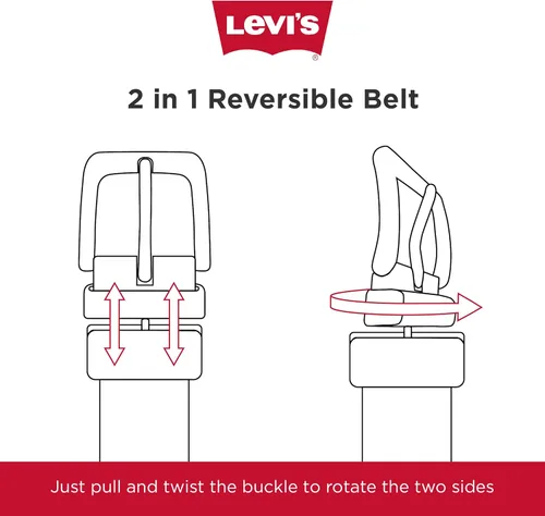 Vista 8 de Levi's Cinturón de mezclilla casual reversible para hombre