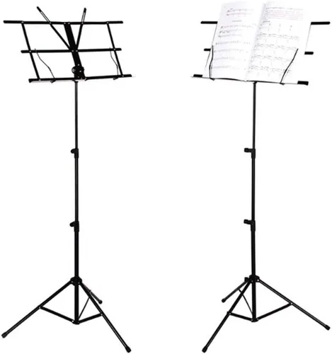 Vista 3 de SKY Soporte de música plegable ligero y ajustable con bolsa de transporte, color negro