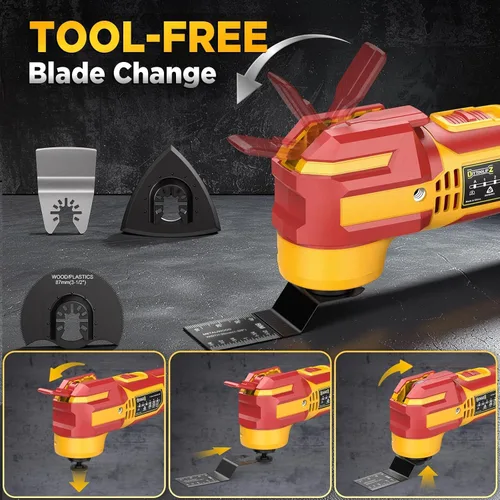 Vista 6 de Multiherramienta oscilante inalámbrica compatible con batería DeWalt de 20 V (solo herramienta), 21000 OPM sin escobillas, ángulo de giro de 4.5°