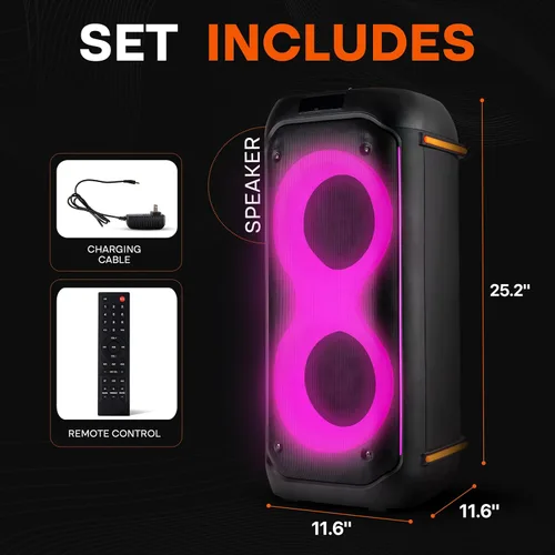 Vista 2 de Altavoz de fiesta grande Bluetooth de Pyle Audio con graves - Gran altavoz con sistema estéreo True Wireless - Disfruta de graves potentes y agudos