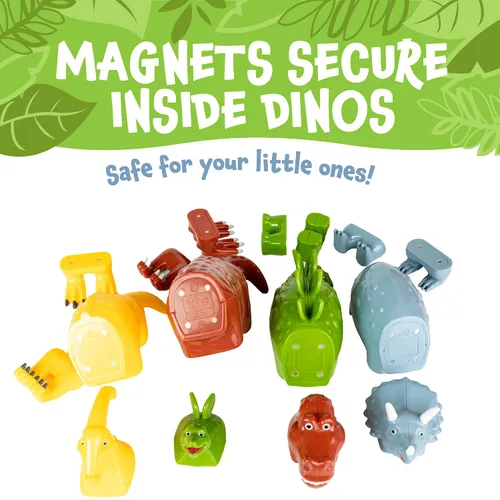 Vista 4 de Juego de juguetes magnéticos para mezclar o combinar dinosaurios, 15 piezas