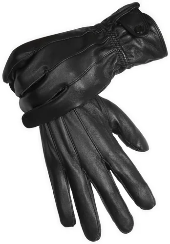 Vista 4 de REED Guantes de conducción con forro cálido de cuero genuino para hombre, compatibles con pantalla táctil