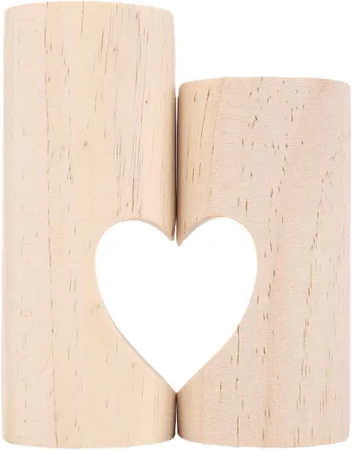 Vista 5 de Zerodis 2Pcs Tea Light Candle Holder Tea Light Holders Shaped Decorative Wood Tealight Candlestick Set Romantic Dinner Candlestick Stand for Table