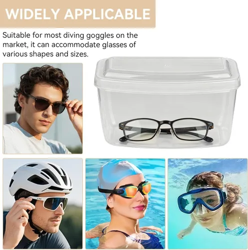 Vista 6 de 2 fundas para máscara de buceo, caja de gafas de natación de plástico, caja de gafas de buceo portátil, caja protectora transparente para máscara