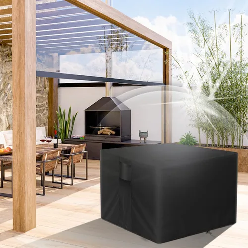 Vista 6 de POMER Cubierta para hoguera, cubiertas cuadradas de gas de 28 pulgadas para mesa de fogata de propano, cubierta impermeable para chimenea al aire