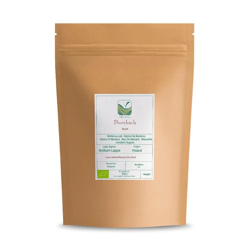 Vista 2 de Té de raíz de bardana Hierba seca cortada - Infusión terrosa Calentamiento de raíz seca naturalmente cortada y tamizada para una infusión terrosa