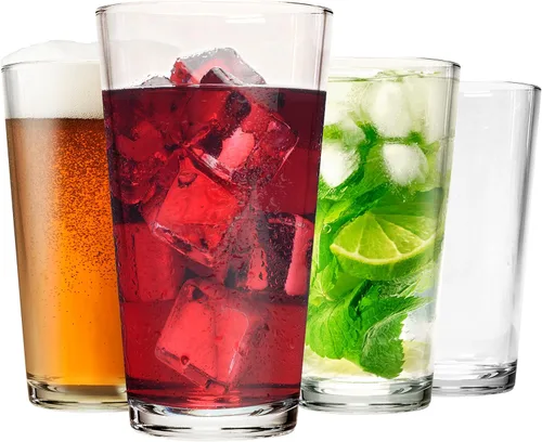 Vista 8 de Juego de 12 - Vasos para beber de 16 oz, vasos altos de copa de agua, vasos de pinta de cerveza, vasos de bar, diseño de vidrio para el hogar
