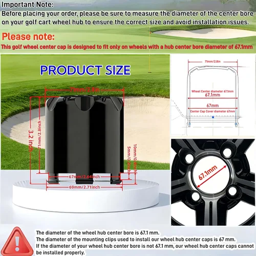 Vista 3 de Cubierta de Tapa Central de Rueda SS para Carrito de Golf, Tapas de Cubo de Rueda Estilo ITP de Inserción para EZGO Club Car Yamaha y Otros Modelos