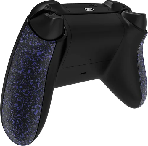 Vista 5 de eXtremeRate Paneles traseros de color morado texturizados, cómodos rieles laterales antideslizantes, asas de salpicaduras 3D, piezas de repuesto