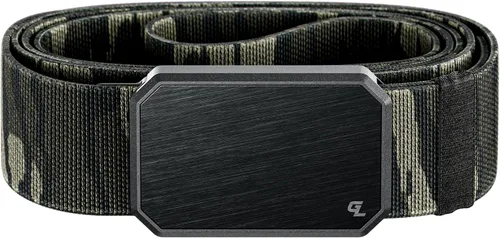 Vista 26 de Groove Life - Cinturón de nailon elástico para hombre con hebilla magnética de aluminio Gun Metal / Dark Earth