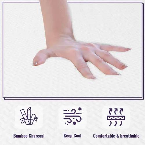 Vista 14 de PayLessHere Colchón de espuma viscoelástica de gel refrescante de carbón de bambú, 8 pulgadas, certificado CertiPUR-US, transpirable, alivio