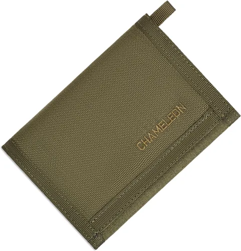 Chameleon Billetera triple de nailon para hombre, tácticas militares, tarjetero para tarjetas de identificación, bolsillo frontal fino, de lona,