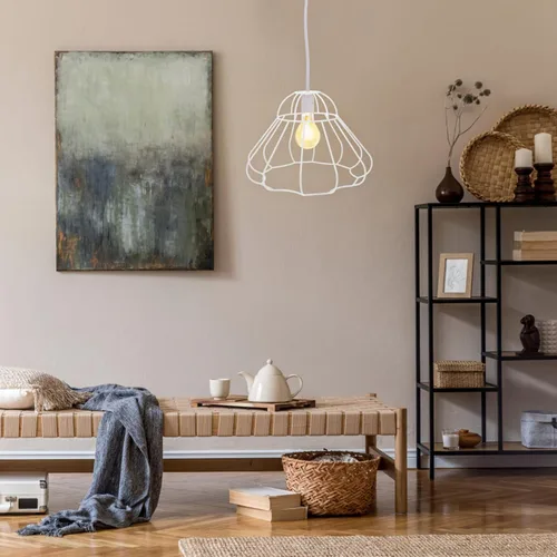 Vista 4 de EXCEART Tambor de alambre de metal sombra luz marco jaula lámpara sombra protector titular