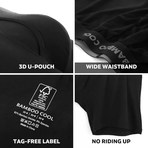 Vista 3 de BAMBOO COOL Calzoncillos tipo bóxer ultra transpirables para hombre, no se suben con cintura cómoda y flexible, paquete múltiple