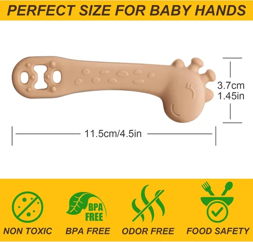 Vista 7 de COZYPANDA Cucharas para bebé, cucharas de destete LED para la etapa 1 + etapa 2, cucharas para niños pequeños con gomas suaves de punta suave, 5