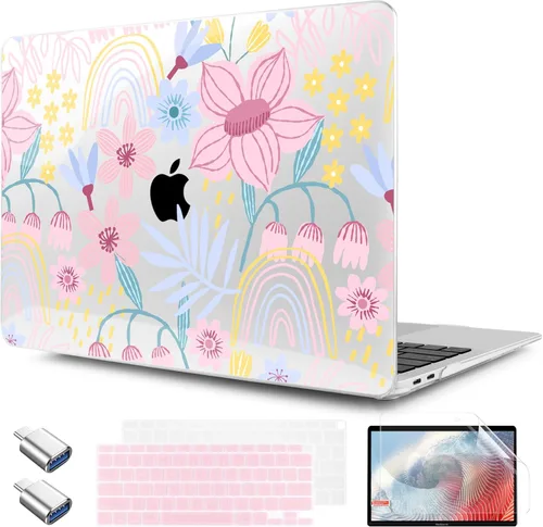 Vista 33 de TWOLSKOO Funda para MacBook Air de 13,3 pulgadas (versión antigua 2018-2021, modelos: M1 A2337, A2179, A1932) - Carcasa rígida con protector de Flor