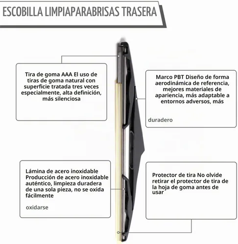 Vista 5 de Brazo y cuchilla del limpiaparabrisas trasero para Jeep Wrangler JK