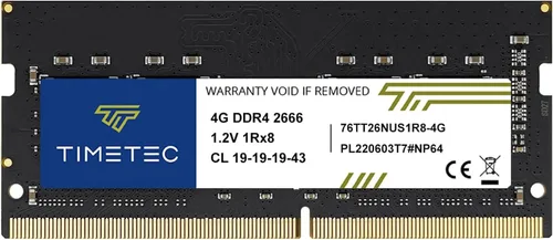 Timetec 4GB DDR4 2666MHz (PC4-2666V) PC4-21300 SODIMM Laptop RAM - Módulo de memoria sin búfer de 260 pines 1.2V CL19 sin ECC para computadora