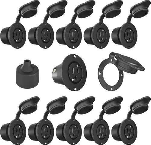 Vista 8 de Journeyman-Pro 5279 15 Amp 120-125 voltios, salida con brida NEMA 5-15, grado comercial negro, 2 polos-3 cables, receptáculo de cargador de enchufe