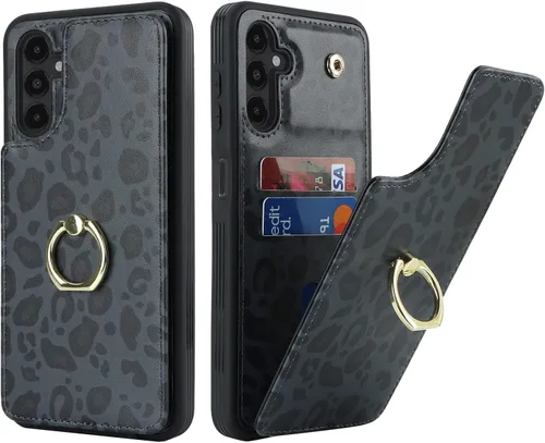 Vista 30 de Lipvina Funda para Samsung Galaxy A03s con tarjetero, Galaxy A03s para mujer, tarjetero de crédito, soporte con anillo, bonita funda para teléfono